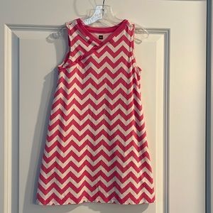 TEA Collection Pink/White Chevron Dress